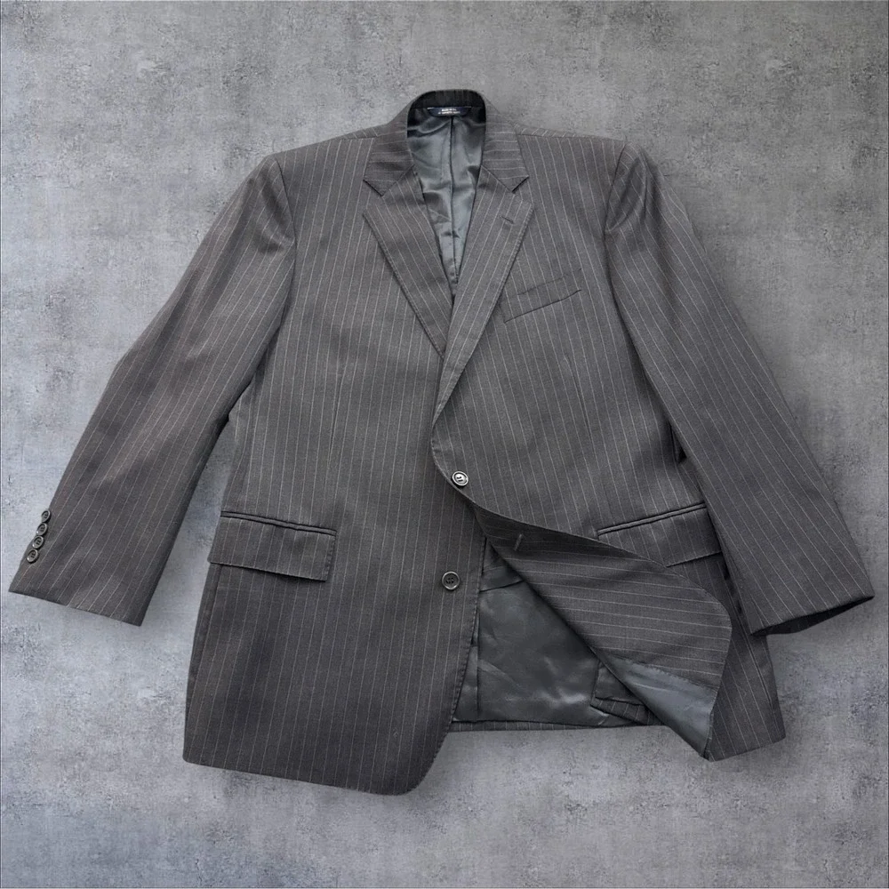 Brooks Brothers 1818 Regent Blazer Mens 48R Grey Pinstripe Wool Estrato USA